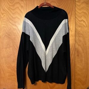 Old Navy Black and Gray Cowl Neck Sweater with Geometric Design